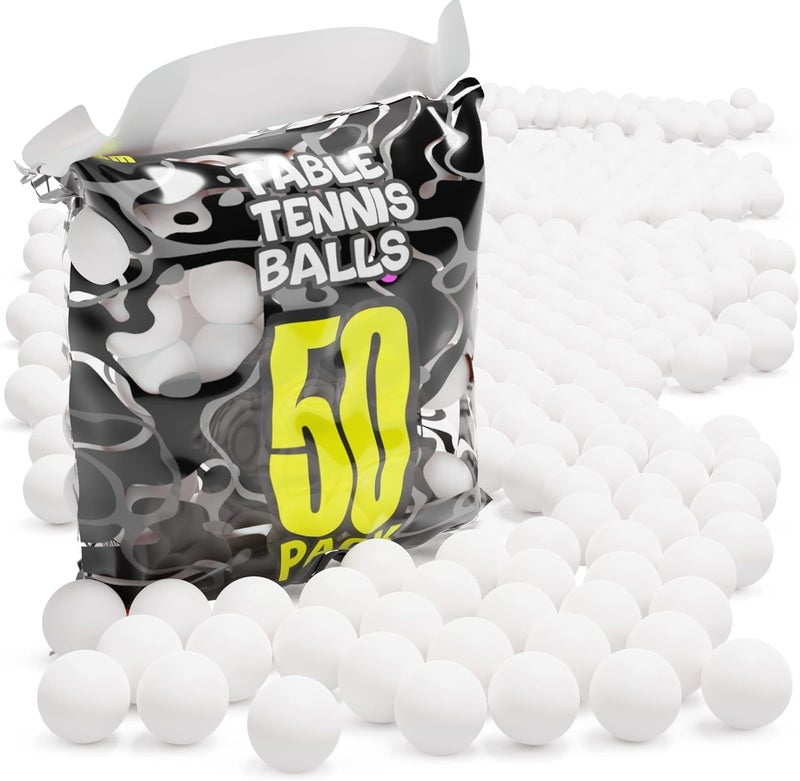 Dexam Ping Pong Balls White 15 or 50 Pack, Professional ABS Table Tennis Ball 1 Star 40mm Official Size + Weight, for Training & Practice - Durable High Performance - Image 2